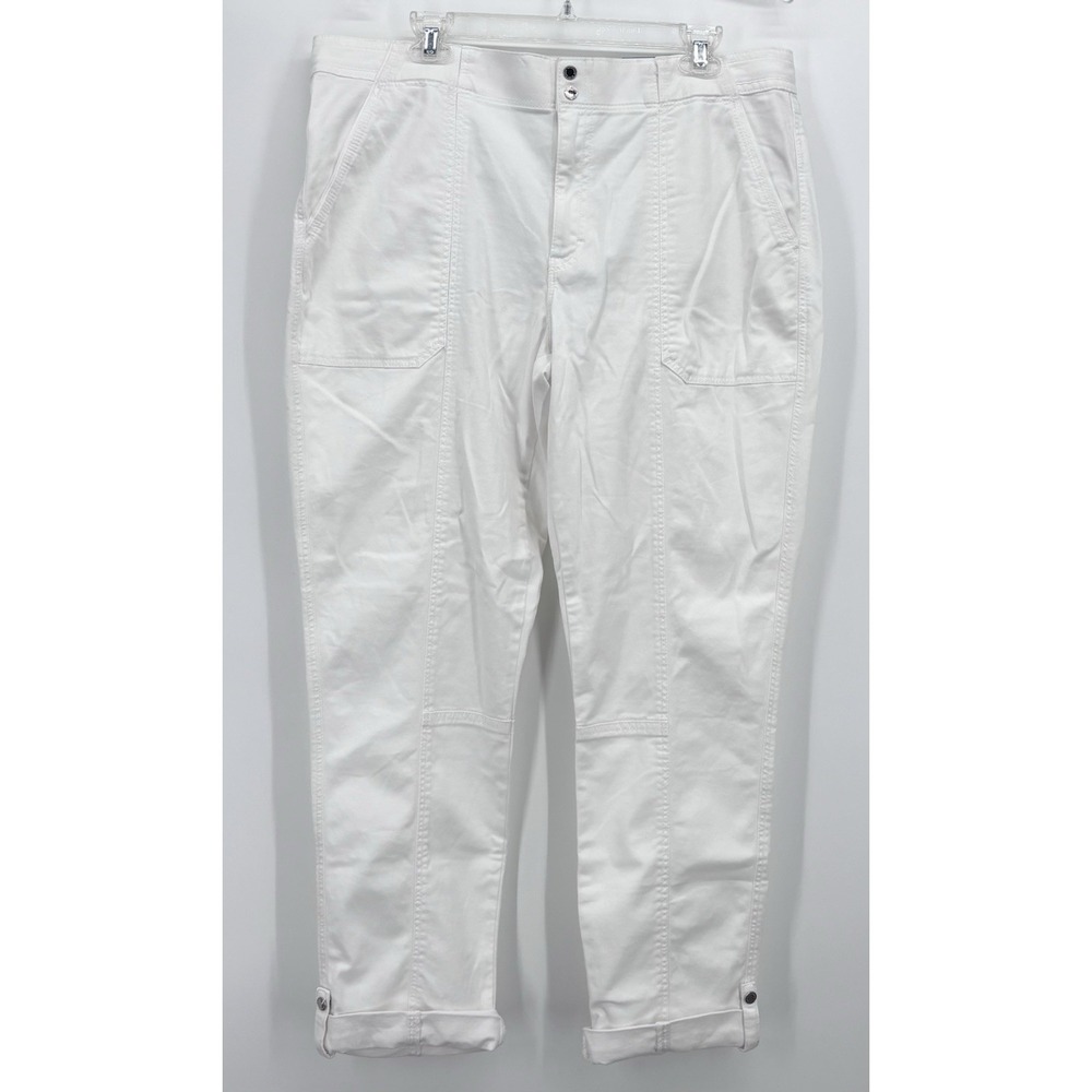 White House Black Market Pret-A-Pedi Straight Crop Pants White Size 16 Long NWT